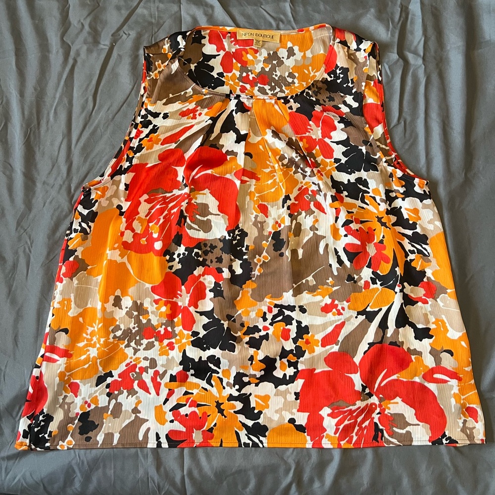 Nipon Boutique Women’s Floral Tank Top Blouse-2X